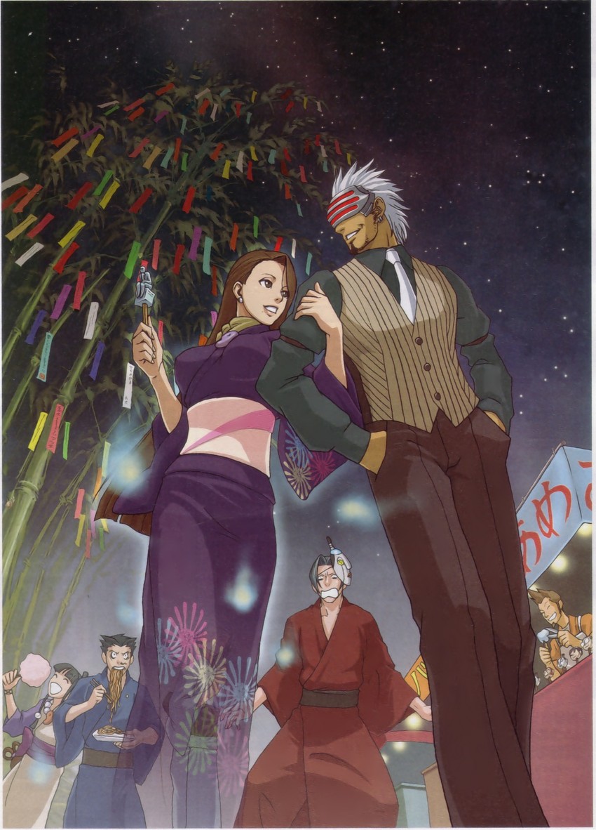 phoenix wright, miles edgeworth, maya fey, franziska von karma, mia fey, and 4 more (ace attorney and 1 more) drawn by edaki_shin'ya