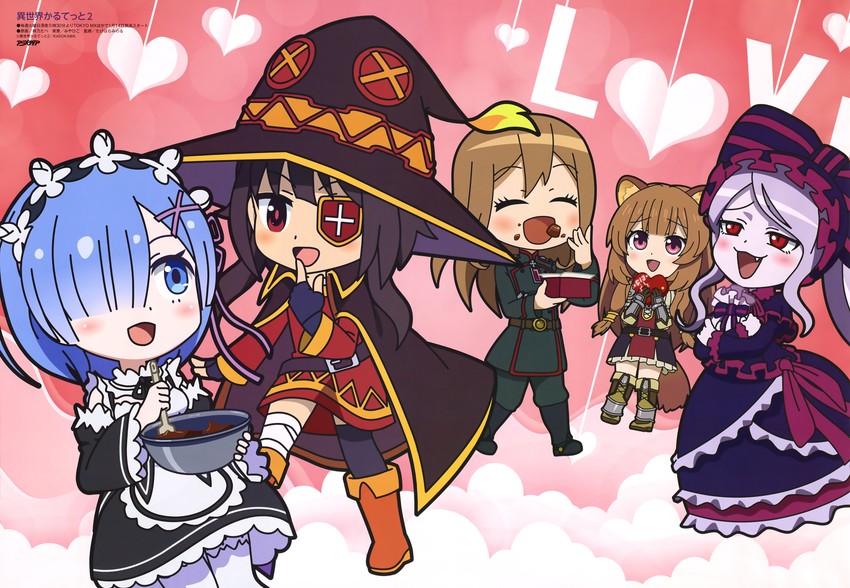 rem, megumin, raphtalia, shalltear bloodfallen, and viktoriya ivanovna serebryakov (kono subarashii sekai ni shukufuku wo! and 5 more)