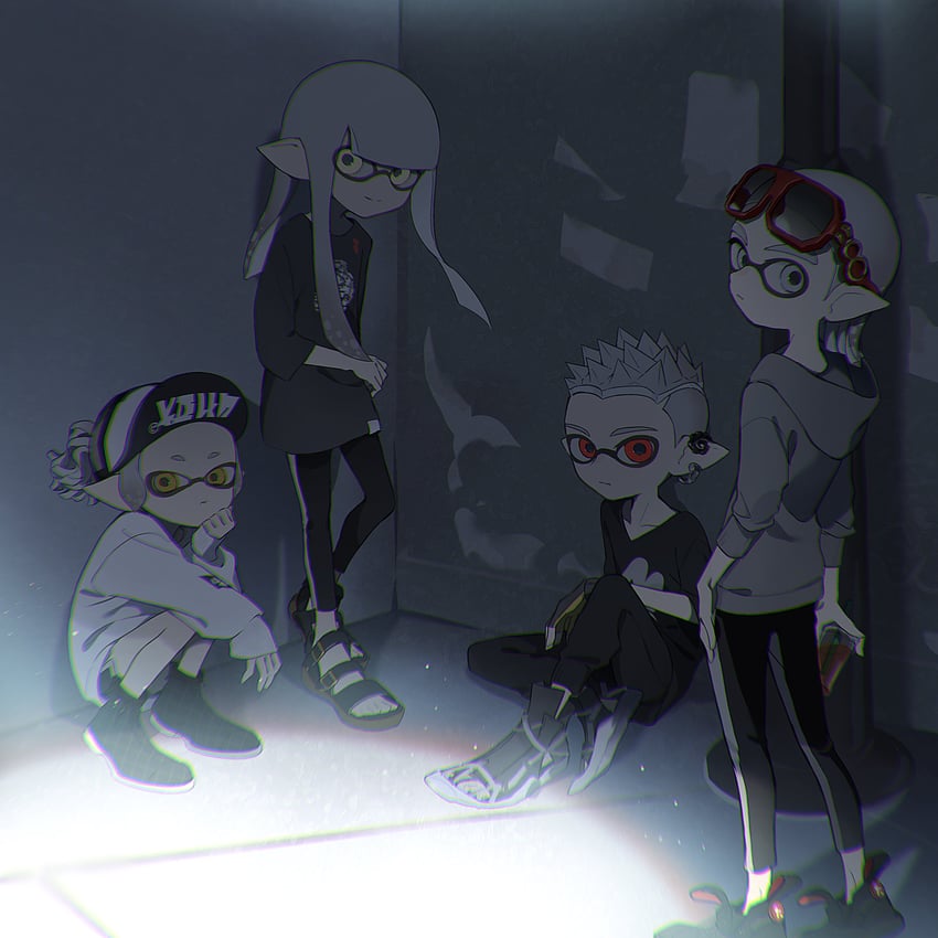 inkling player character, inkling girl, and inkling boy (splatoon) drawn by nuo_001