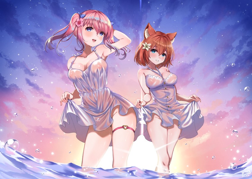 taiho hikari and nishihara misaki (indie virtual youtuber) drawn by piano-alice