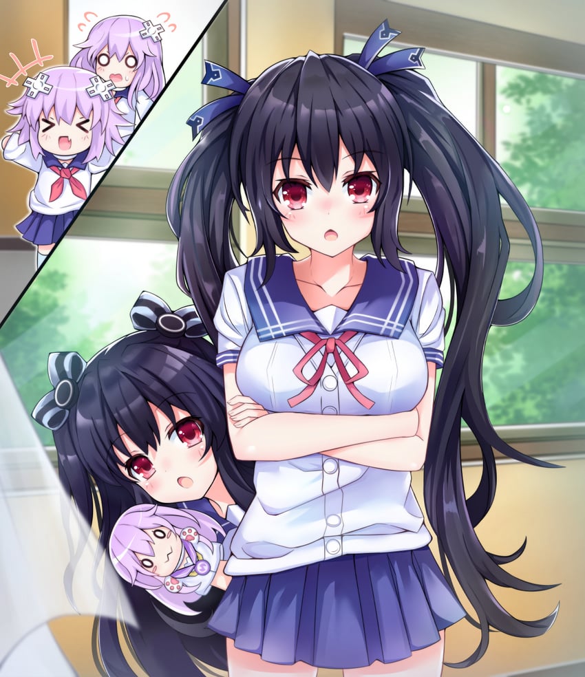 neptune, noire, nepgear, and uni (neptune) drawn by giga-tera