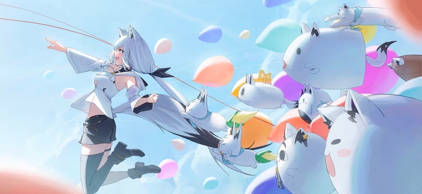 shirakami fubuki, sukonbu, miteiru, oruyanke, fubuzilla, and 2 more (hololive) drawn by satellite999