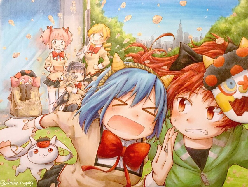 akemi homura, kaname madoka, miki sayaka, sakura kyoko, tomoe mami, and 2 more (mahou shoujo madoka magica) drawn by itou_(ankocha-mgmg)