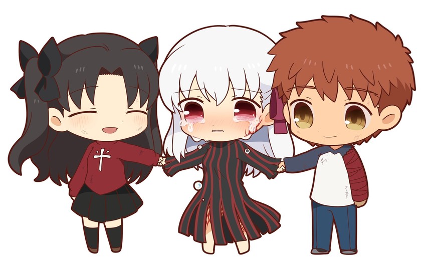 tohsaka rin, emiya shirou, matou sakura, and dark sakura (fate and 2 more) drawn by tsubuta_hiro