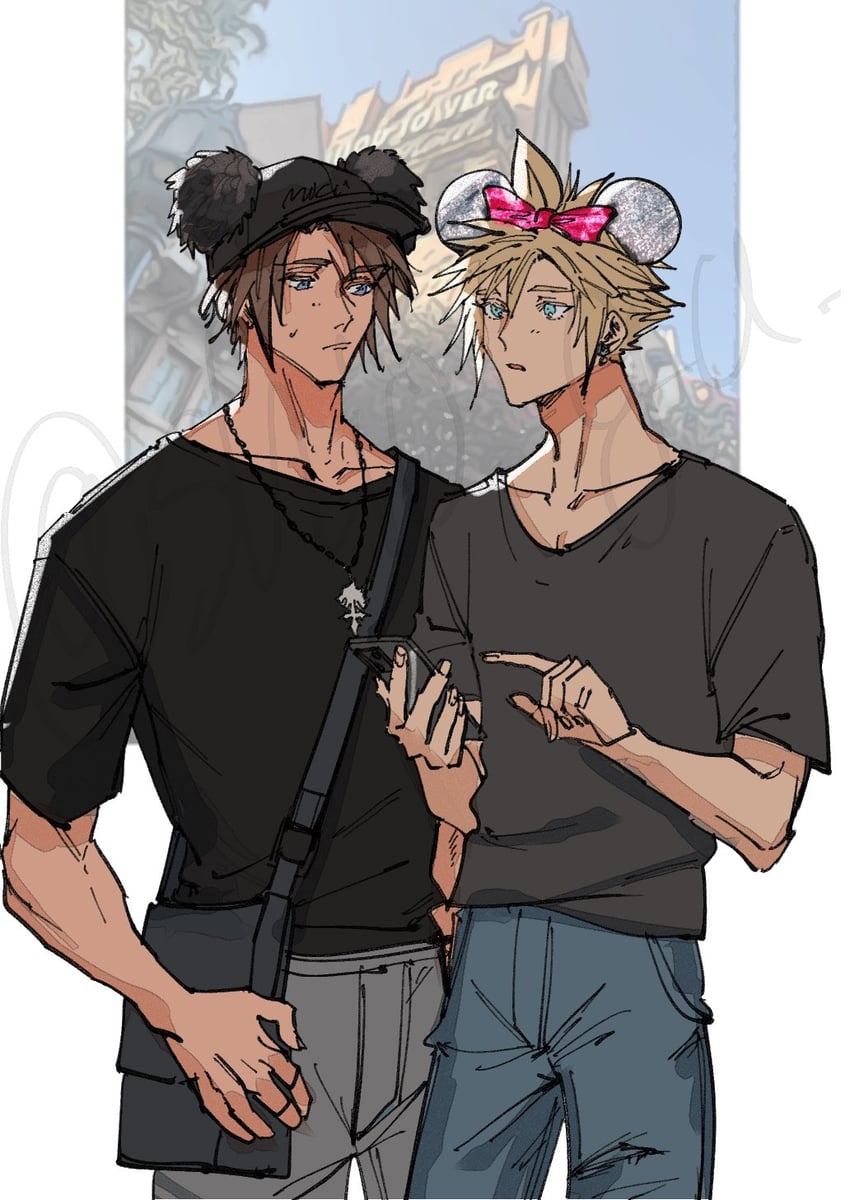 cloud strife and squall leonhart (final fantasy and 3 more) drawn by shio_ga