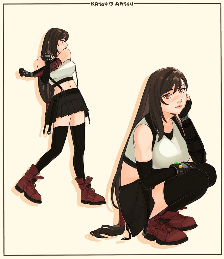 tifa lockhart (final fantasy and 2 more) drawn by katsuartsu