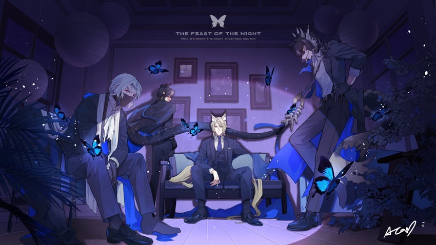 chongyue, mlynar, lee, and ulpianus (arknights and 1 more) drawn by puyue