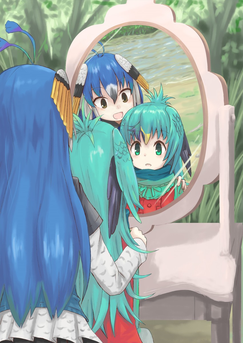 peafowl and resplendent quetzal (kemono friends) drawn by hane_(kirschbaum)