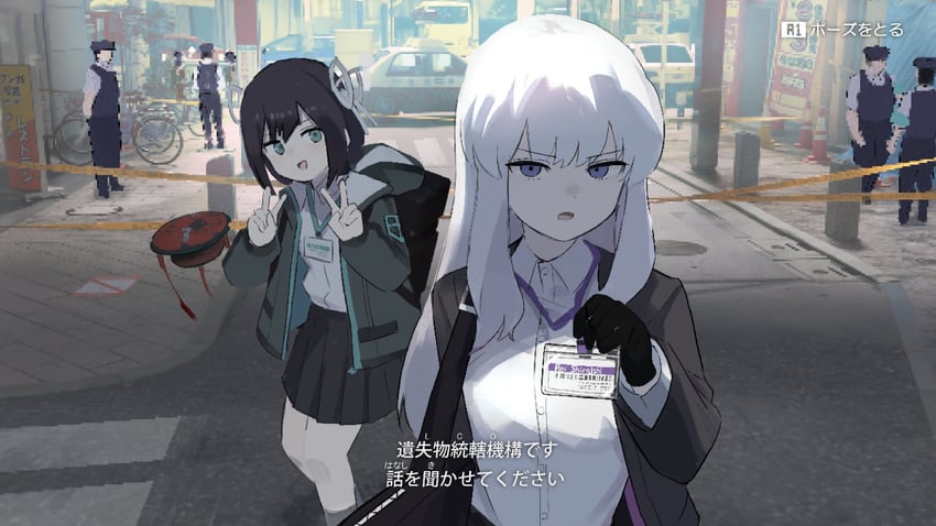 protagonist, t-6407j, and shiraishi rei (lost property control organization) drawn by samidare_(hoshi)