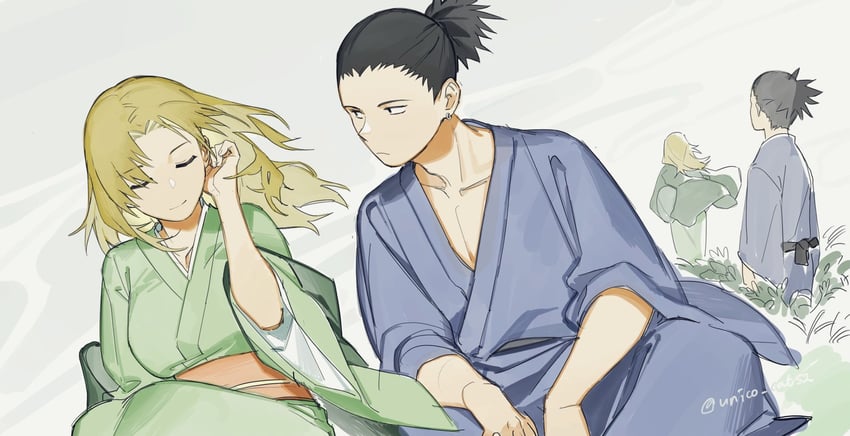 temari and nara shikamaru (naruto and 1 more) drawn by unico_cats2