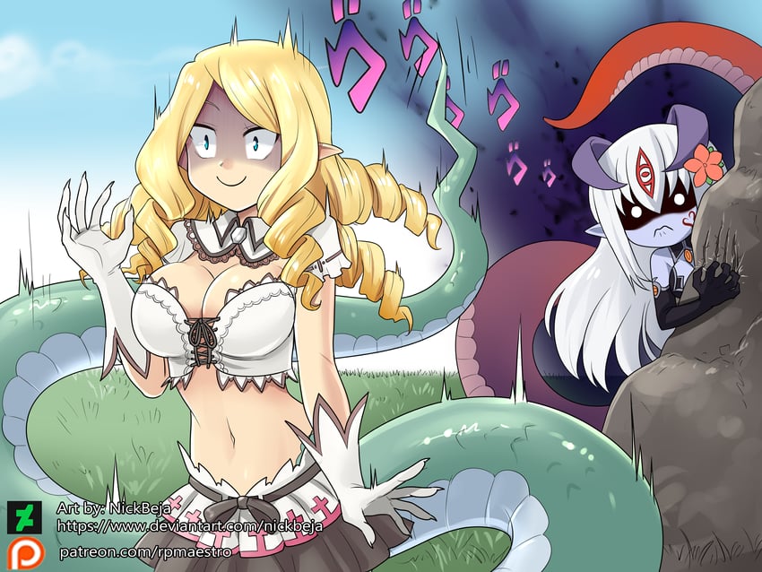 alipheese fateburn xvi and anastasia (mon-musu quest! and 1 more) drawn by squatterloki