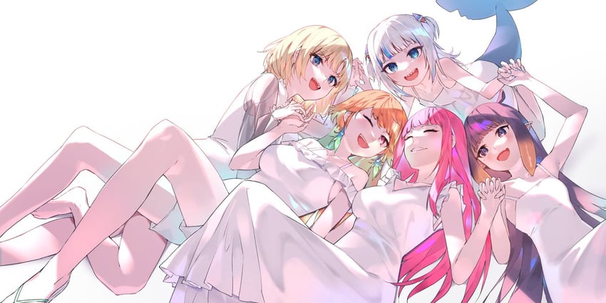 gawr gura, mori calliope, ninomae ina'nis, takanashi kiara, and watson amelia (hololive and 1 more) drawn by kouhiipan