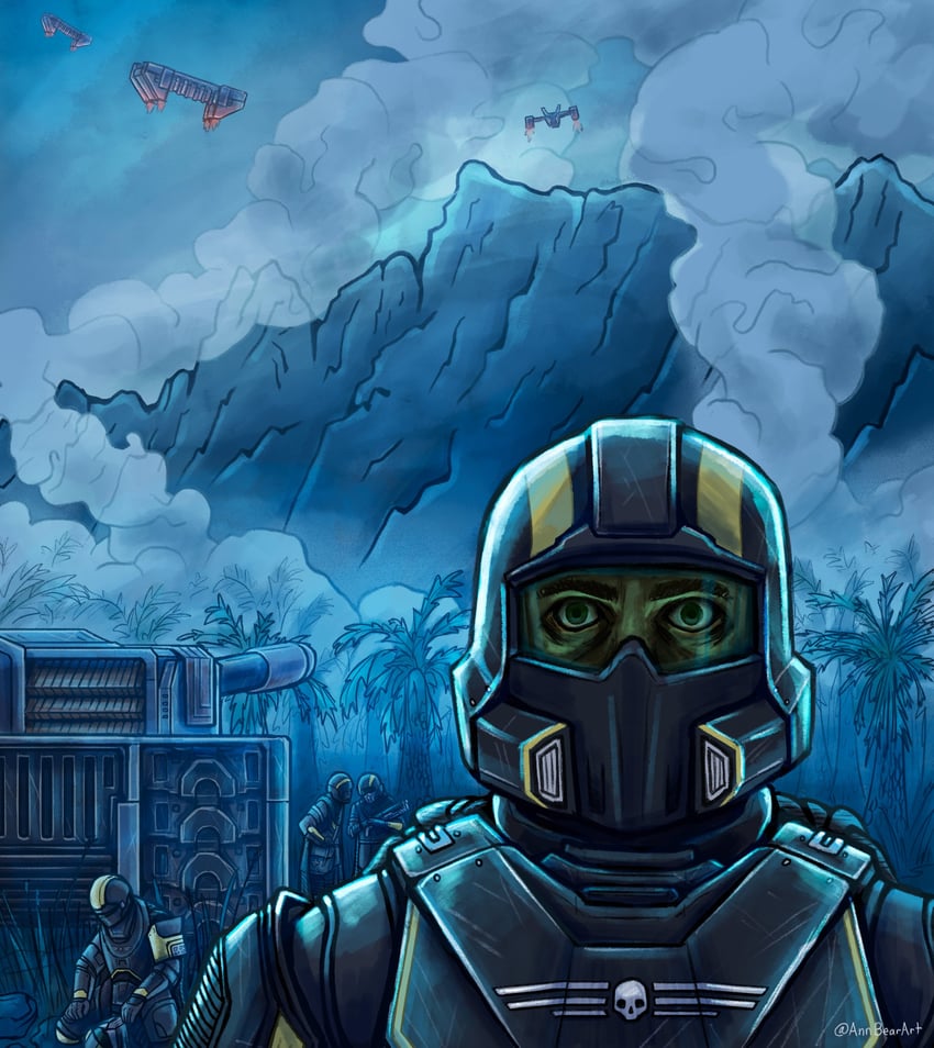 helldiver, tank, and dropship (helldivers and 1 more) drawn by ann_bear