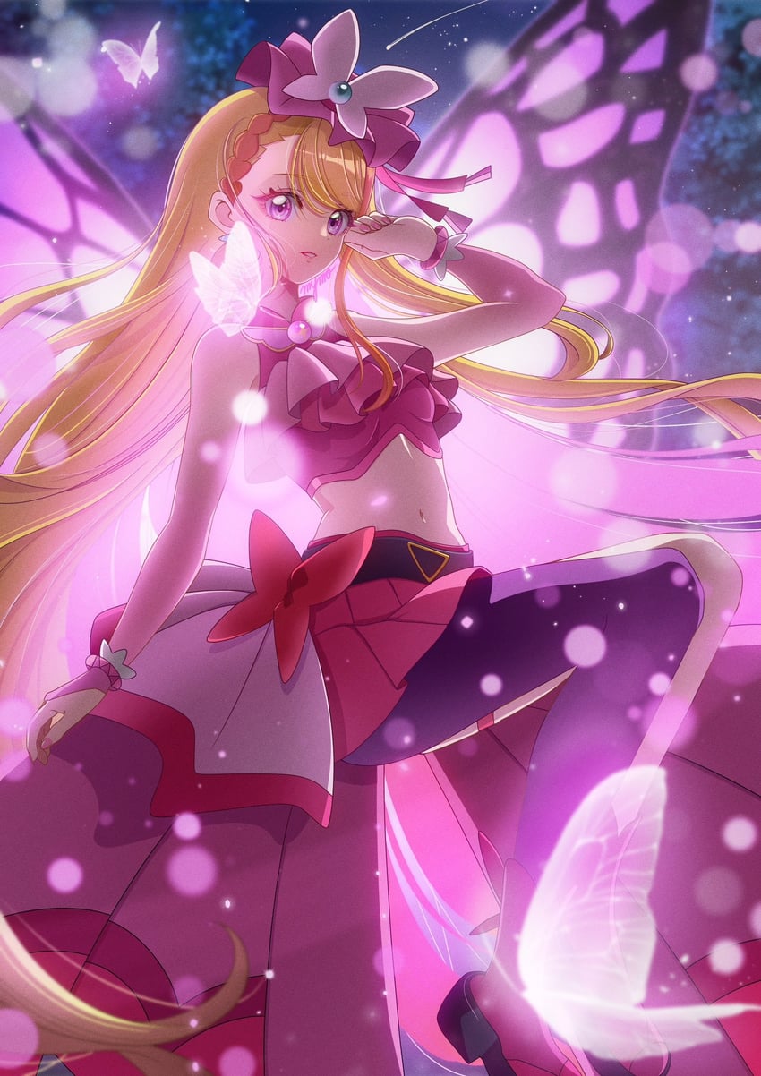 hijiri ageha and cure butterfly (precure and 1 more) drawn by mymo0527