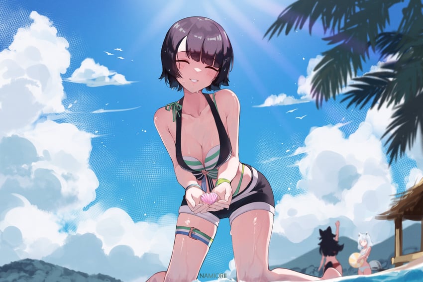 shirakami fubuki, ookami mio, and oozora subaru (hololive) drawn by namiorii
