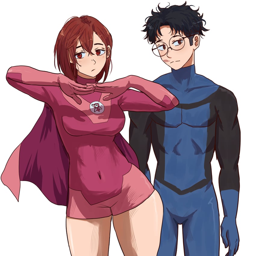 ayase momo, takakura ken, atom eve, and invincible (dandadan and 1 more) drawn by pluvion