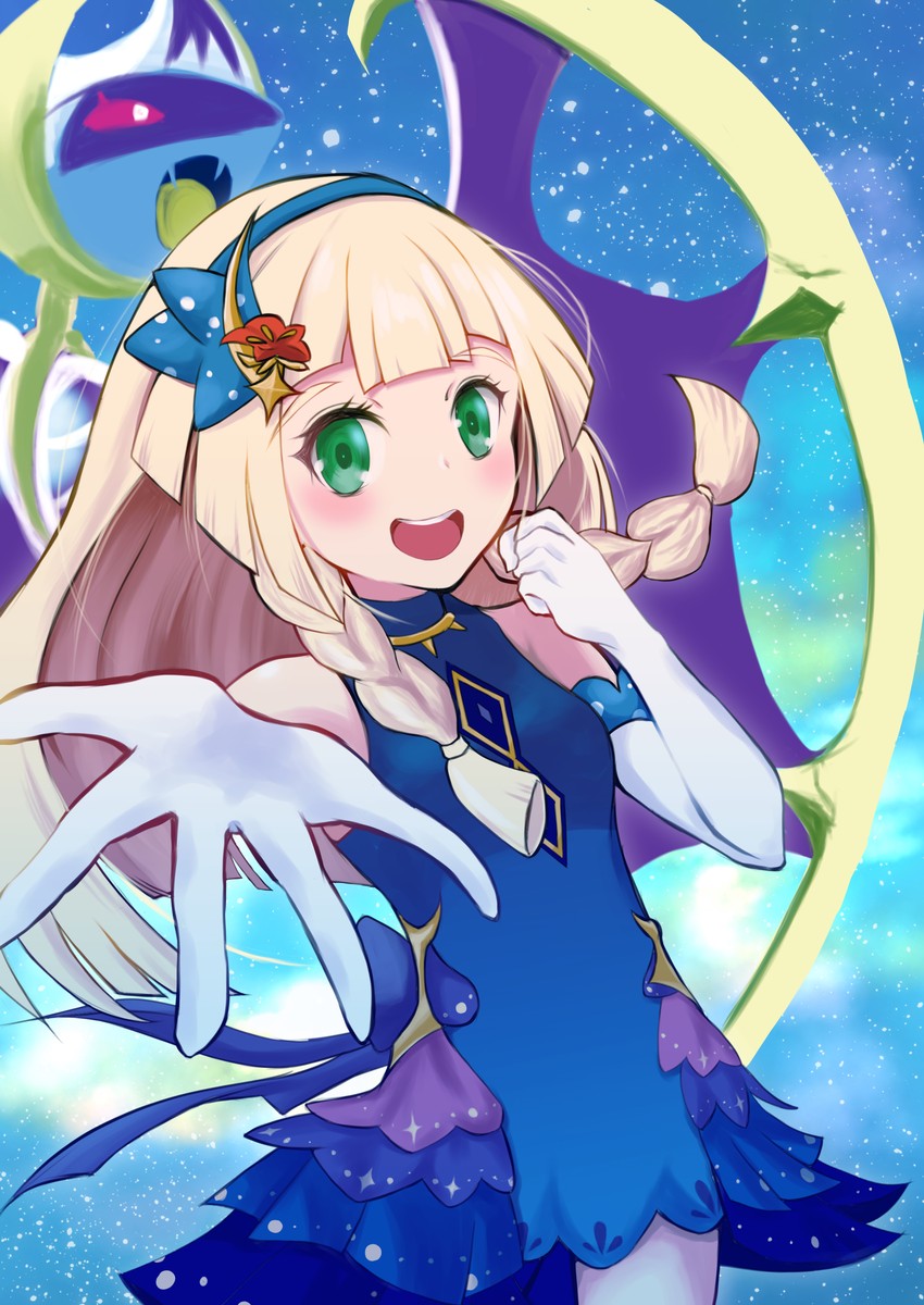 lunala and lillie (pokemon and 1 more) drawn by mikeneko_(nicohatealpha)