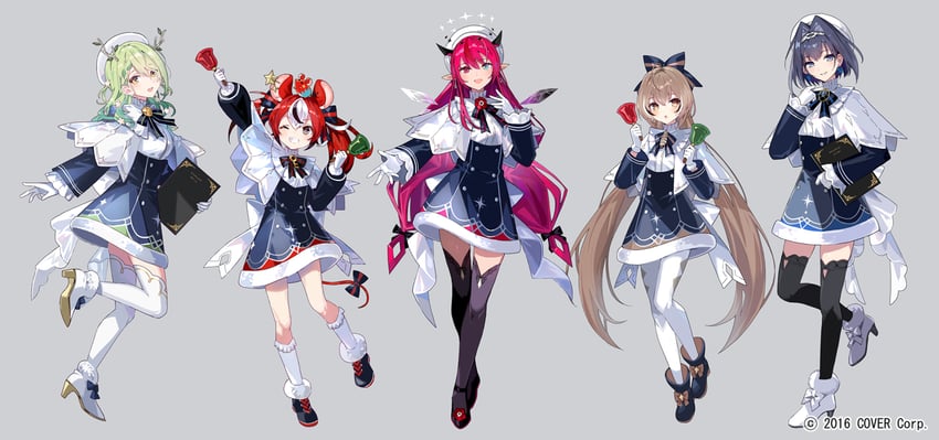 ouro kronii, nanashi mumei, hakos baelz, ceres fauna, and irys (hololive and 1 more) drawn by tobi_(kotetsu)