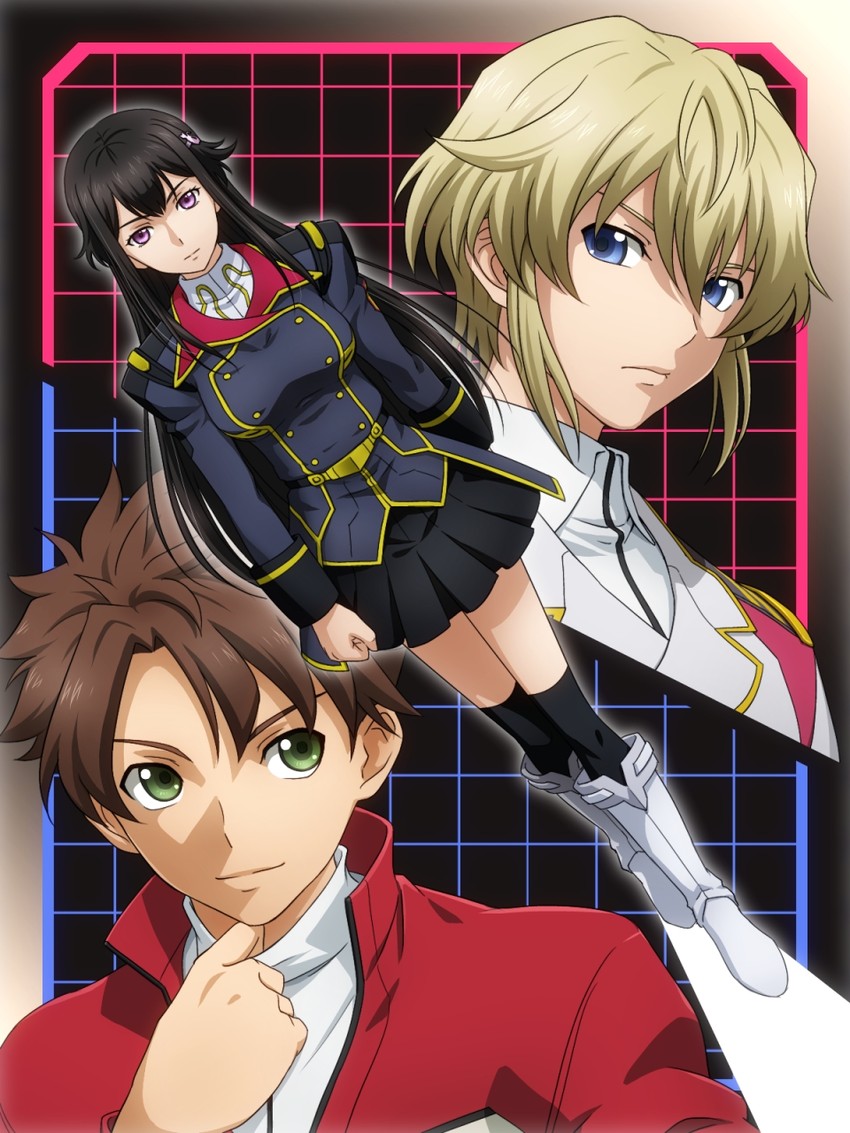 yumihara hina, watase aoba, and jun'you dio weinburg (buddy complex) drawn by kiikii_(kitsukedokoro)
