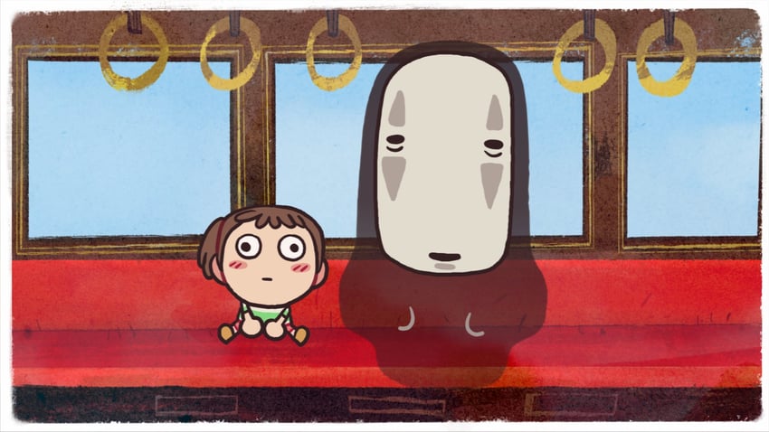 ogino chihiro and kaonashi (sen to chihiro no kamikakushi) drawn by cas_van_de_pol