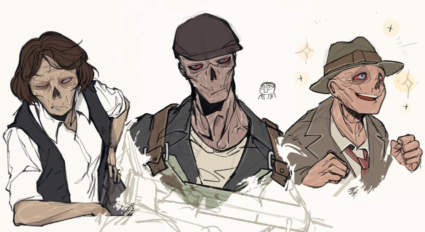 vault-tec representative, edward deegan, and bobbi no-nose (fallout and 1 more) drawn by juerucj