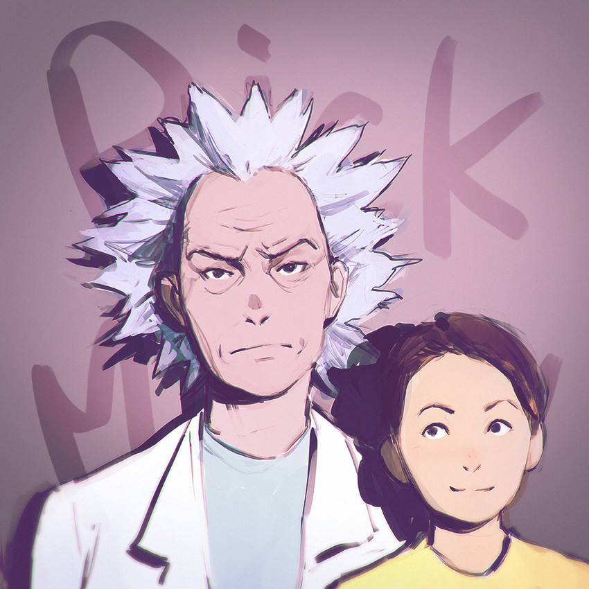 rick sanchez and morty smith (rick and morty) drawn by ilya_kuvshinov