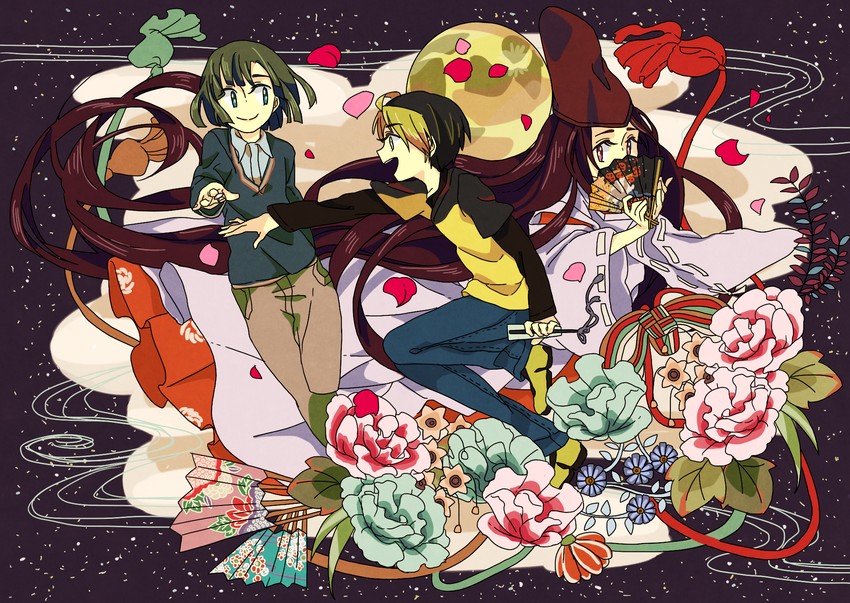 shindou hikaru, fujiwara no sai, and touya akira (hikaru no go) drawn by hari611