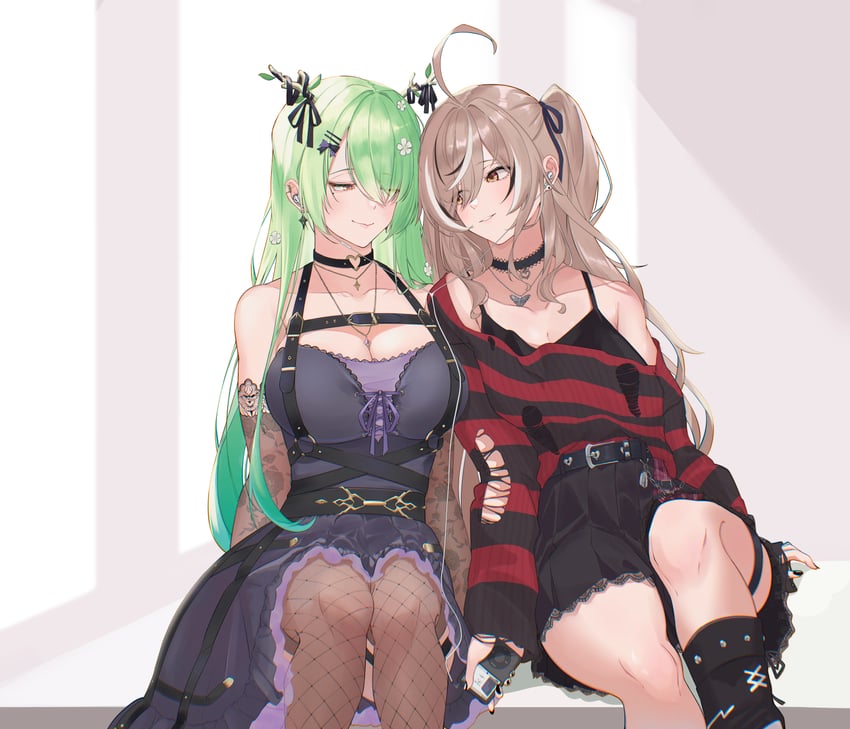 nanashi mumei and ceres fauna (hololive and 1 more) drawn by eipanguino
