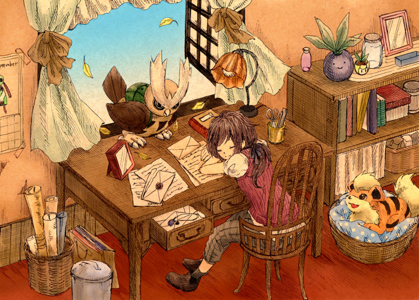 oddish, growlithe, xatu, petilil, and noctowl (original and 1 more) drawn by matsuri_(matsuike)
