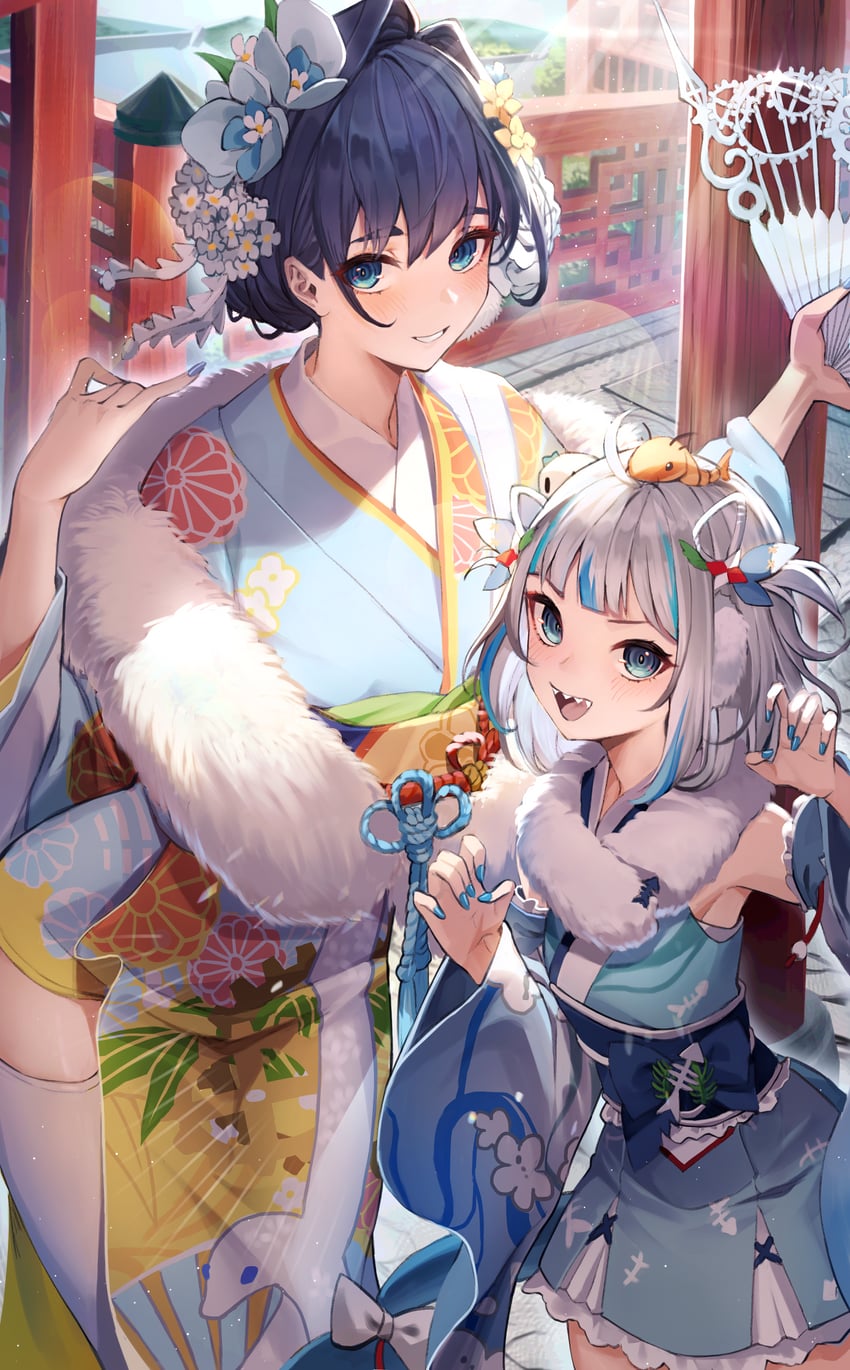 gawr gura, ouro kronii, and ebi-chan (hololive and 1 more) drawn by netural