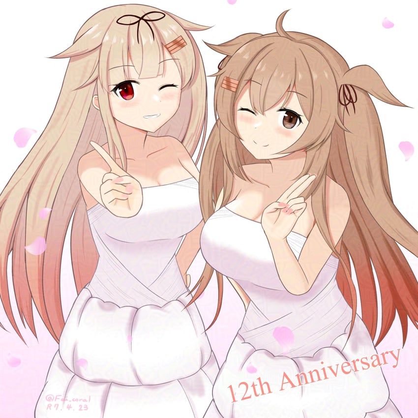 yuudachi, yuudachi kai ni, murasame, and murasame kai ni (kantai collection) drawn by fai_(fai_coral)