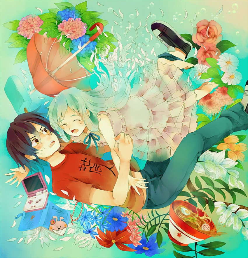 honma meiko and yadomi jinta (ano hi mita hana no namae wo bokutachi wa mada shiranai.) drawn by gyoe