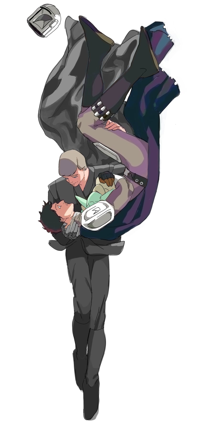 luke skywalker, grogu, and din djarin (star wars and 1 more) drawn by rubitamez0129