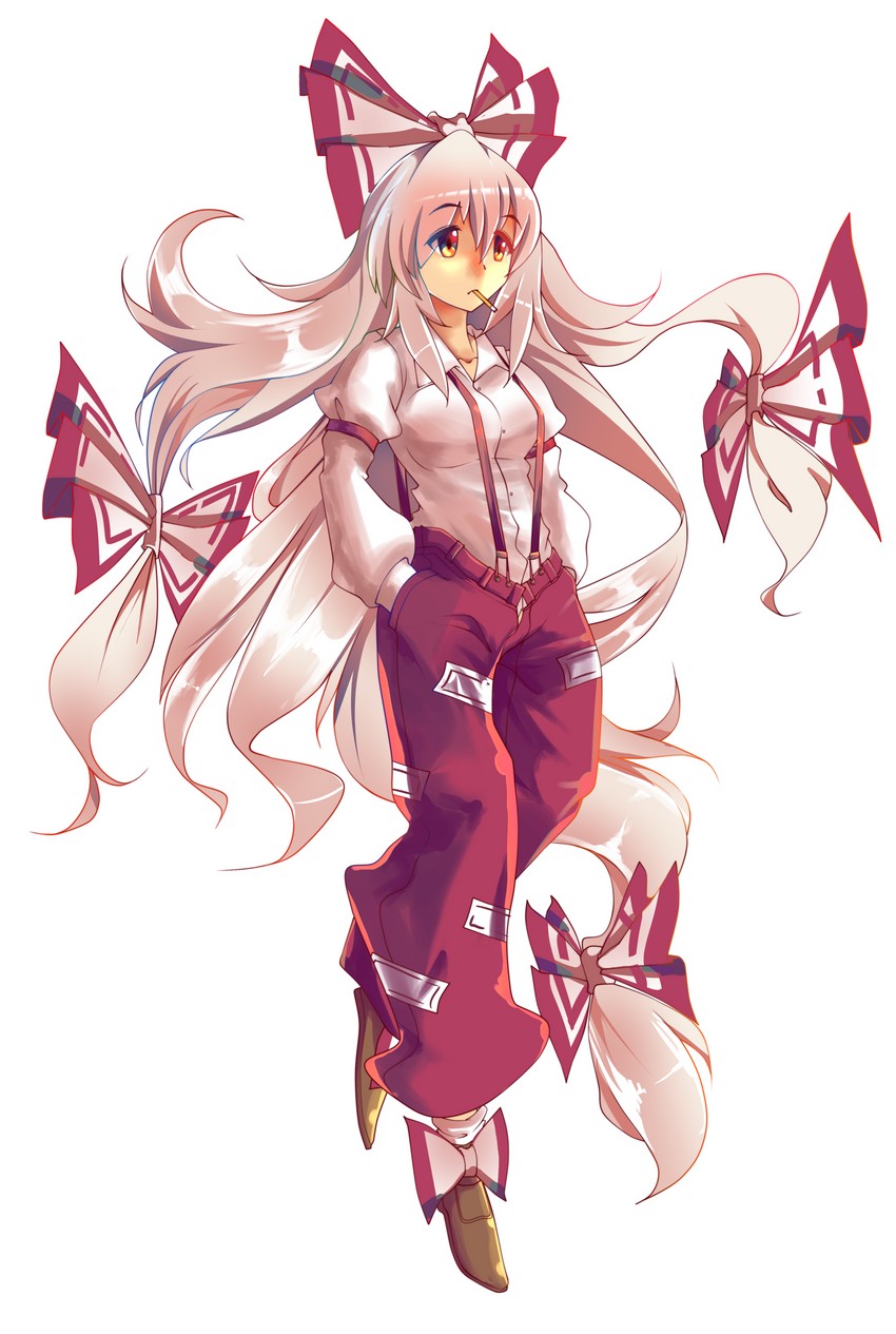 fujiwara no mokou (touhou and 1 more) drawn by majormilk