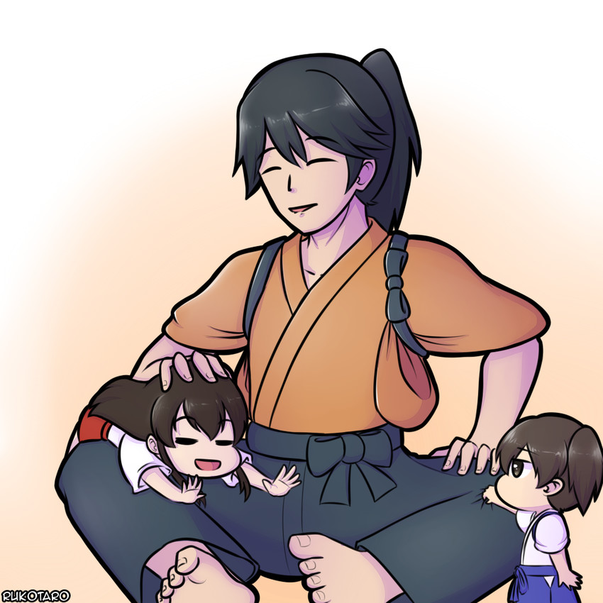 kaga, akagi, and houshou (kantai collection) drawn by rukotaro