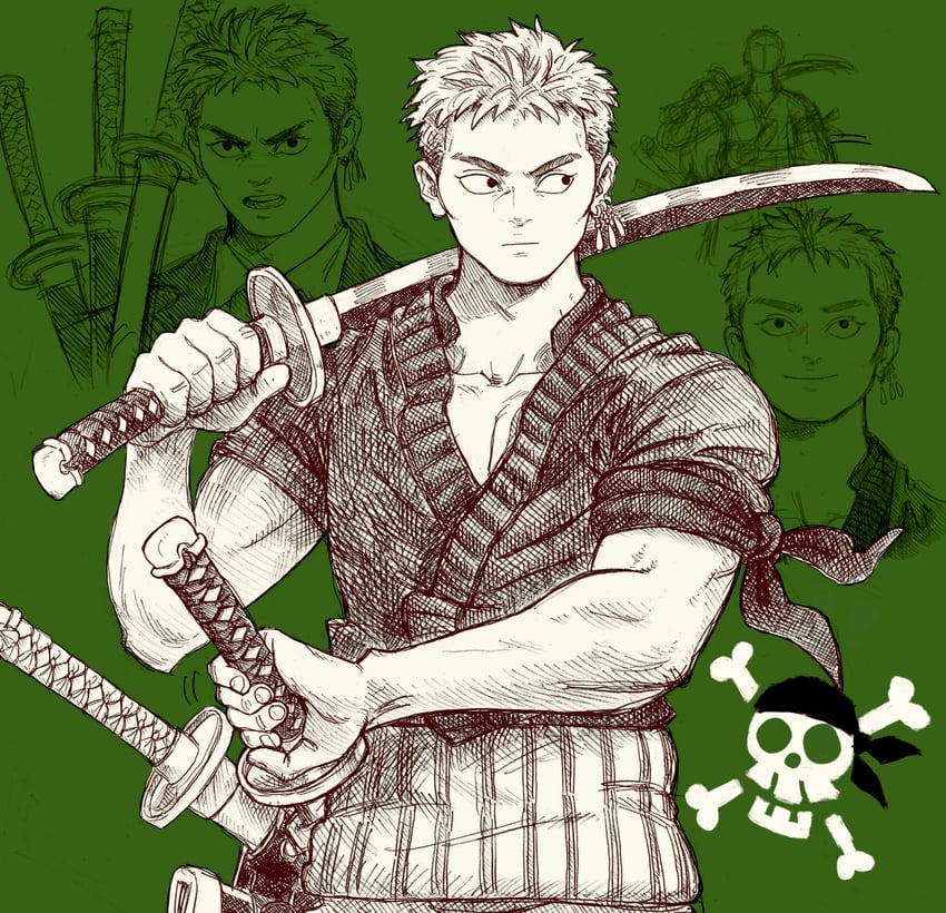 roronoa zoro (one piece) drawn by aten_man