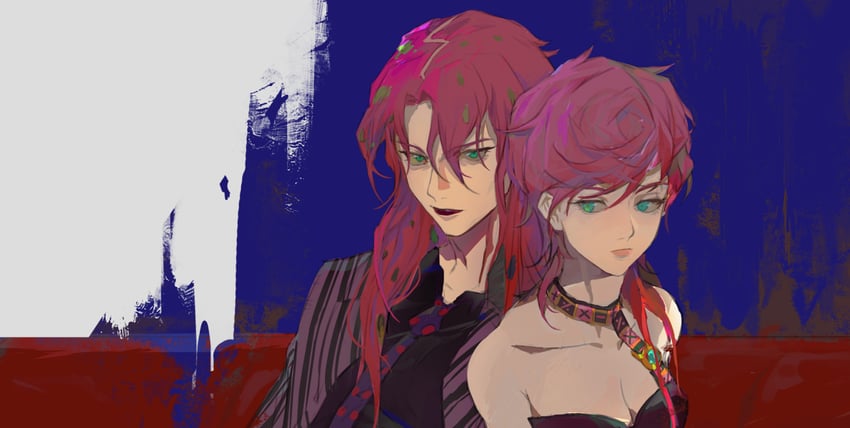 trish una and diavolo (jojo no kimyou na bouken and 1 more) drawn by sang_(3soun)