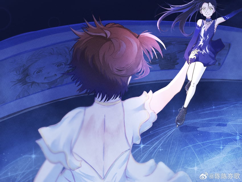 yuitsuka inori and kamisaki hikaru (medalist) drawn by chen_chen_yige