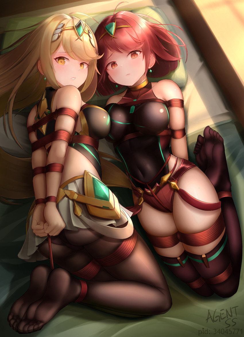 pyra and mythra (xenoblade chronicles and 2 more) drawn by agent_jack