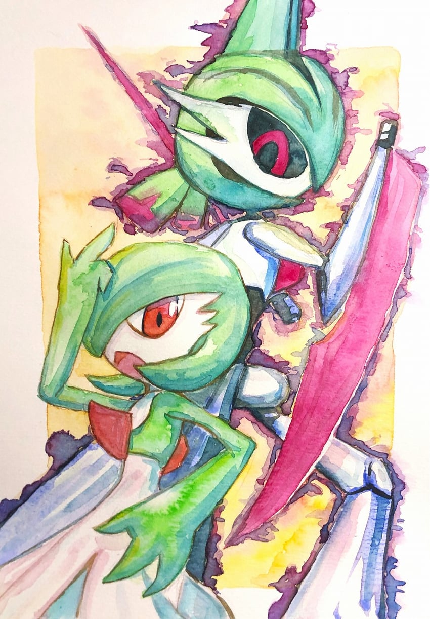 gardevoir and iron valiant (pokemon and 1 more) drawn by keishi_(pixiv_1245064)