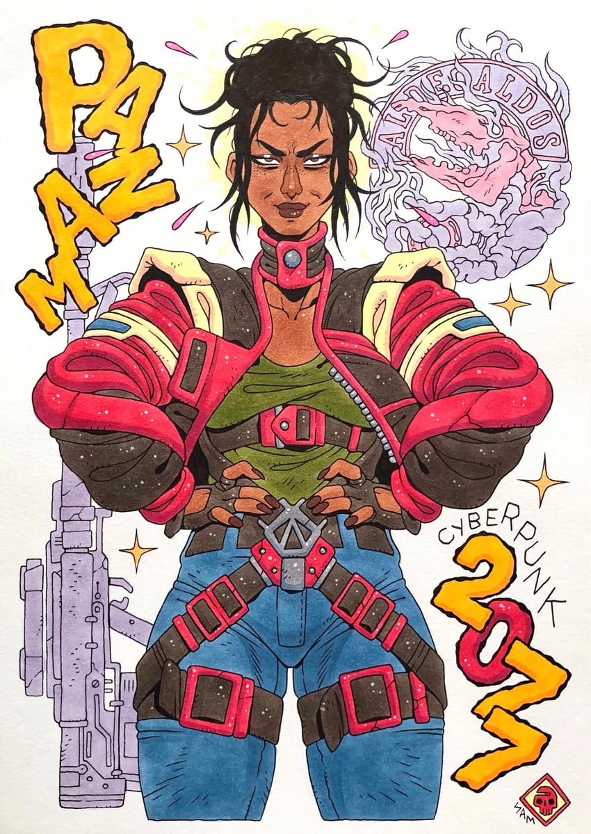 panam palmer (cyberpunk and 1 more) drawn by ohnosam