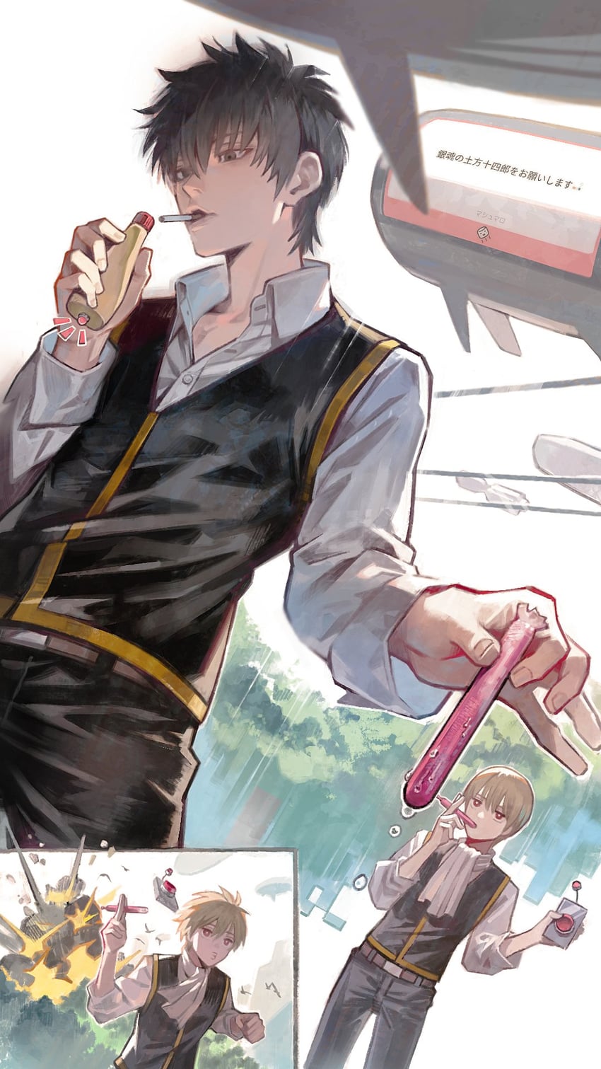 okita sougo and hijikata toushirou (gintama and 1 more) drawn by kyuuba_melo