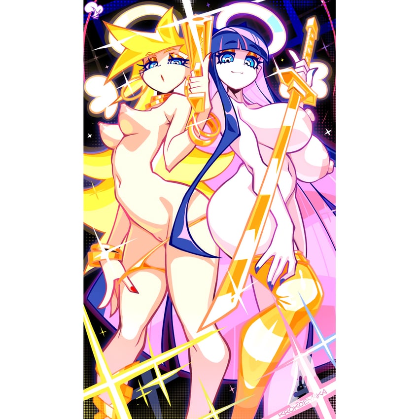 stocking and panty (panty & stocking with garterbelt) drawn by krokobyaka