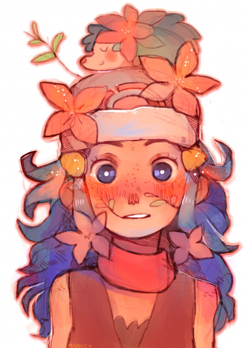 dawn and shaymin (pokemon and 1 more) drawn by miuwis