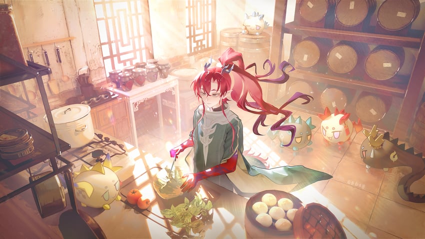 shu, dusk, nian, ling, chongyue, and 1 more (arknights) drawn by guang_quan