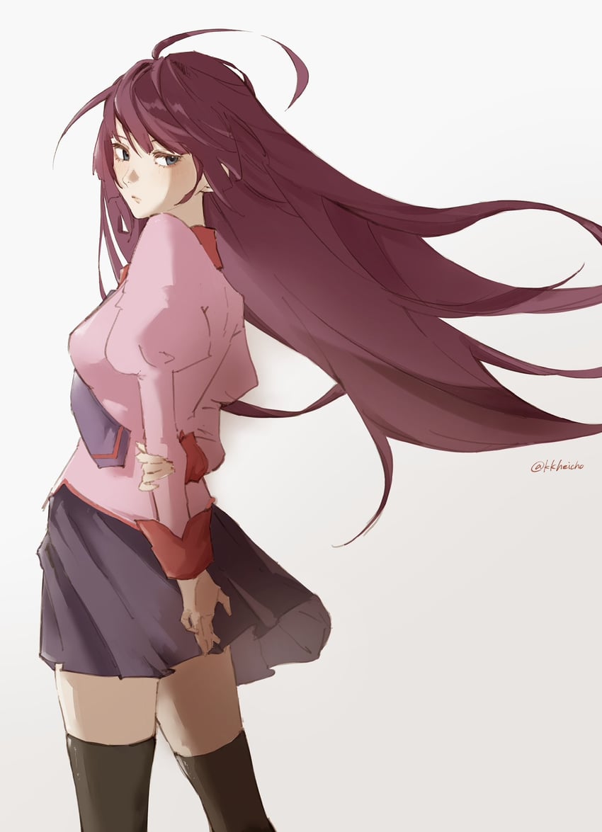 senjougahara hitagi (monogatari and 1 more) drawn by kkheicho