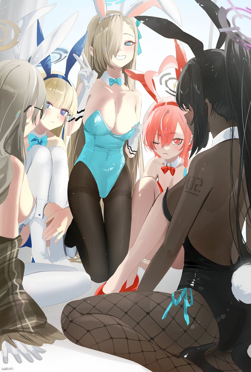 asuna, toki, karin, neru, and akane (blue archive) drawn by haruri