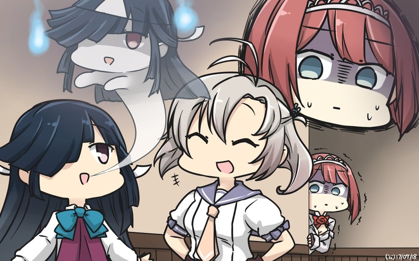 kinugasa, hayashimo, and ark royal (kantai collection) drawn by hamu_koutarou