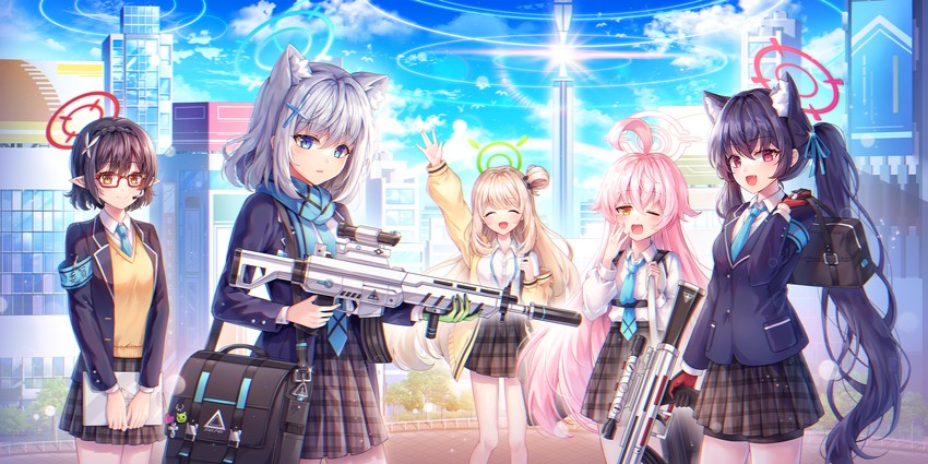 shiroko, hoshino, nonomi, serika, and ayane (blue archive) drawn by hayun