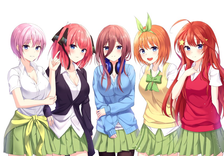 nakano nino, nakano miku, nakano yotsuba, nakano itsuki, and nakano ichika (go-toubun no hanayome) drawn by yuzb